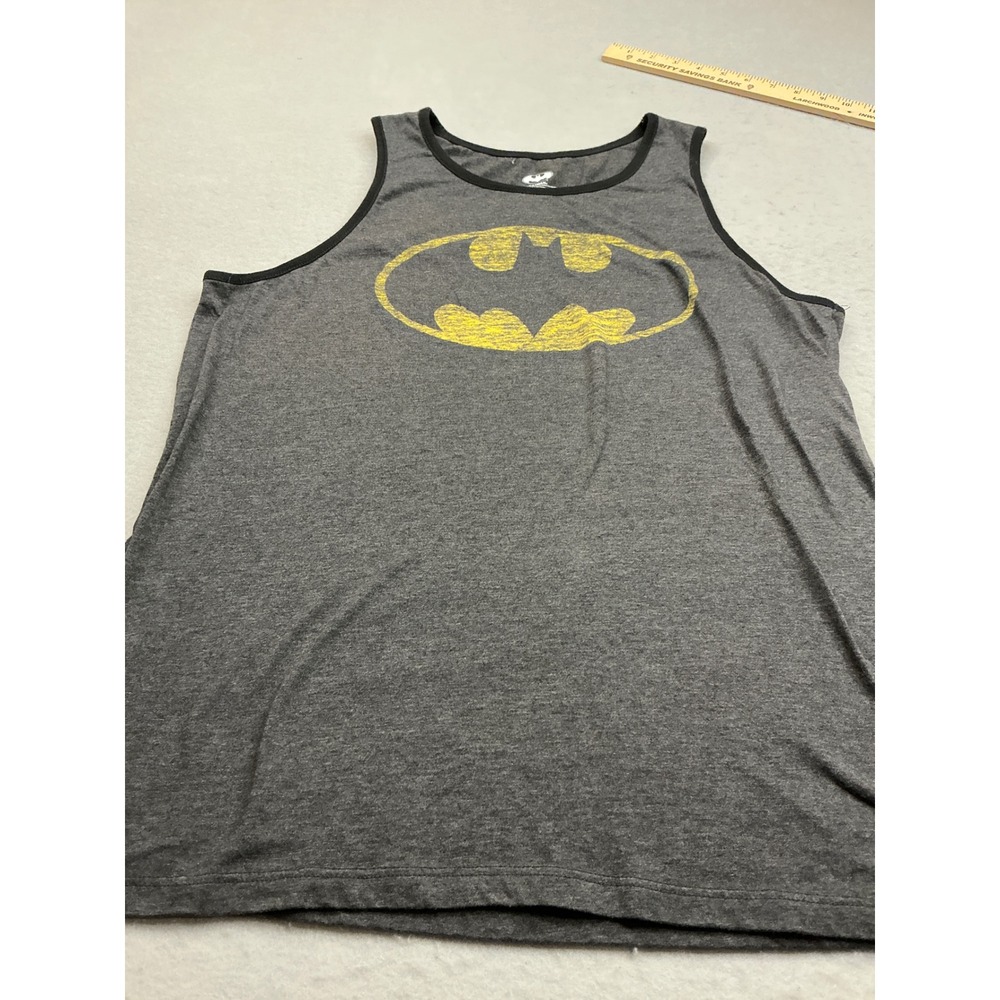 Batman Tank Top Graphic Bat Signal Logo Gray Black Mens Lrg Superhero‎ DC Comics